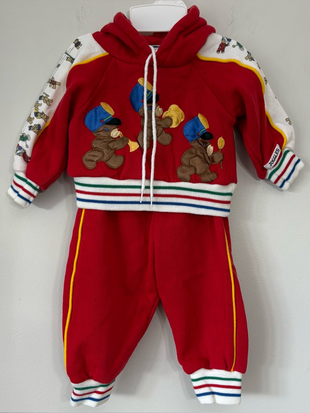 Vintage Joggles Two Piece Track Suit Size 6-9 Months Marching Band Red 80s 90s